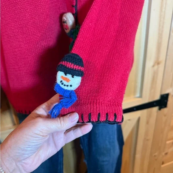 Vintage Lemon Grass ladies’ size XL Red Christmas Cardigan - Picture 3 of 9